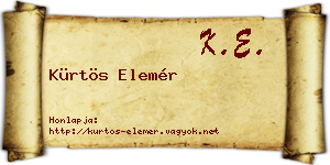 Kürtös Elemér névjegykártya